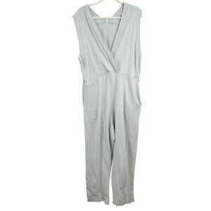 Anthropologie Daily Practice Landing Jumpsuit Gray Pockets V-Neck - Size Large